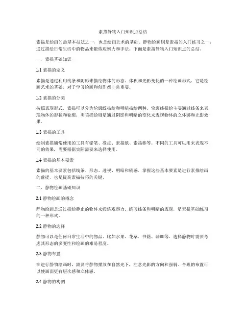 素描静物入门知识点总结