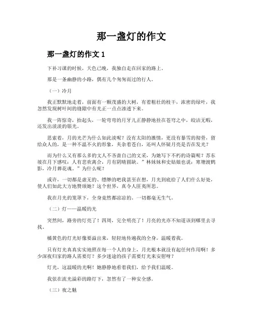 那一盏灯的作文