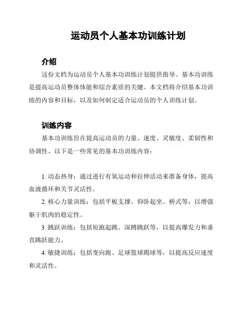 运动员个人基本功训练计划