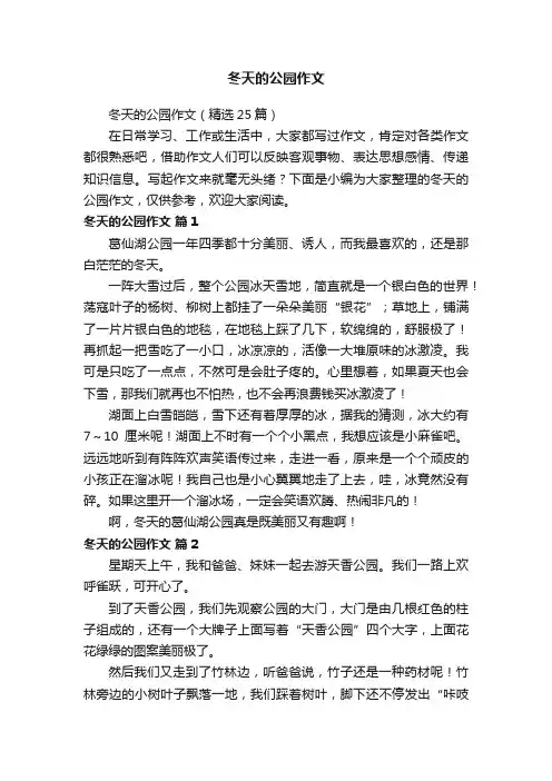 冬天的公园作文（精选25篇）