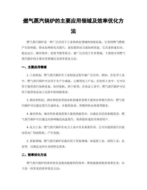 燃气蒸汽锅炉的主要应用领域及效率优化方法