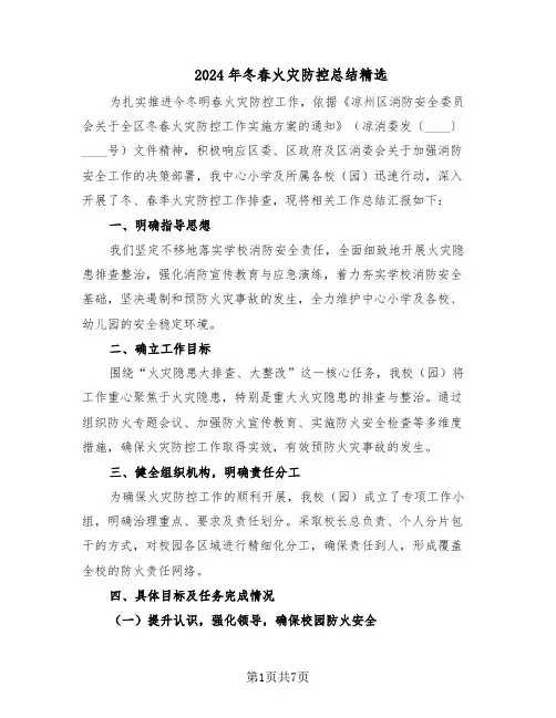 2024年冬春火灾防控总结精选（四篇）