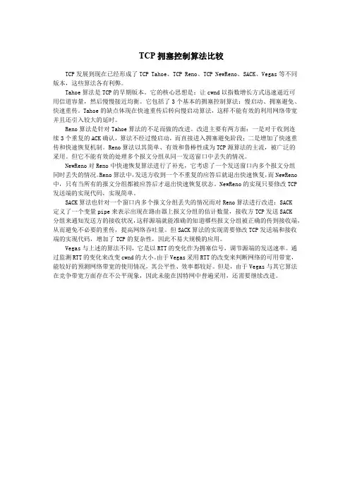 TCP拥塞控制算法比较