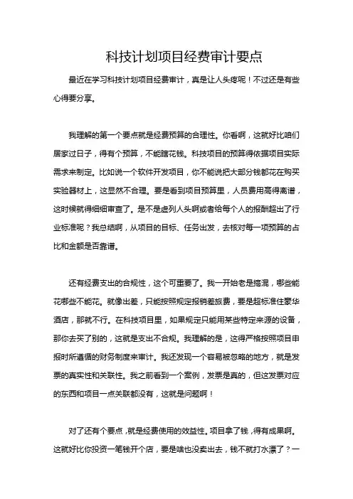 科技计划项目经费审计要点