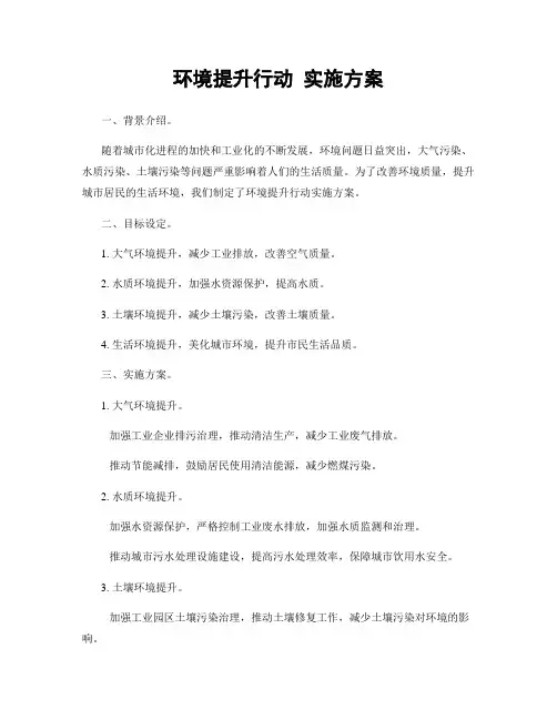 环境提升行动 实施方案