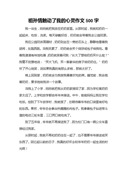 祖孙情触动了我的心灵作文500字