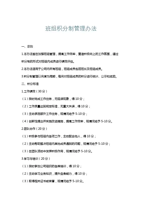 班组积分制管理办法