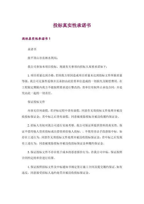 投标真实性承诺书
