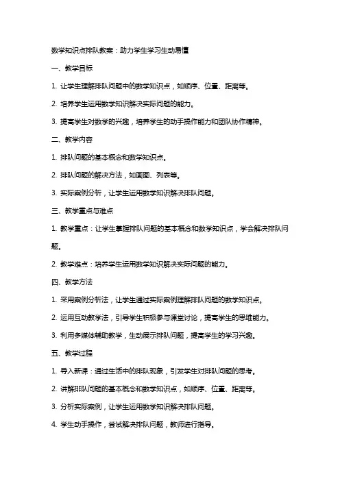 数学知识点排队教案：助力学生学习生动易懂