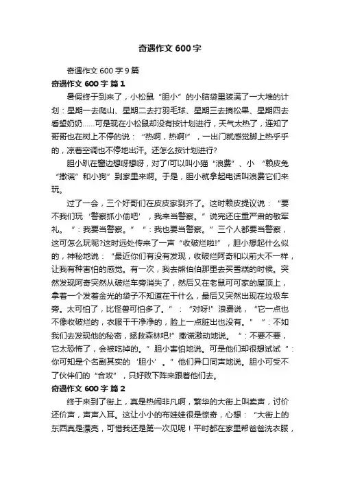 奇遇作文600字9篇