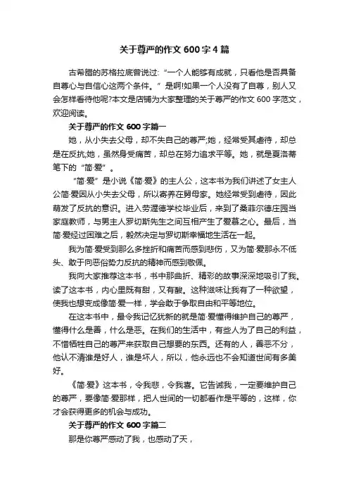 关于尊严的作文600字4篇