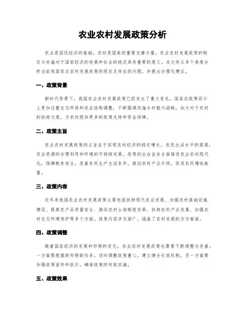 农业农村发展政策分析