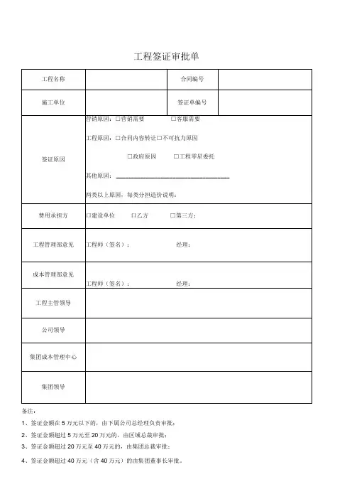 工程签证审批表