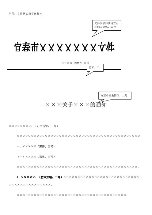 整理公文抄送模板_附件文件格式及字体样本