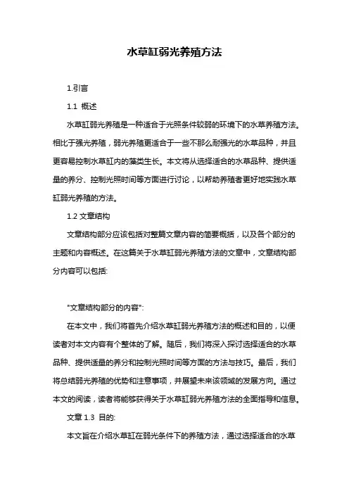 水草缸弱光养殖方法