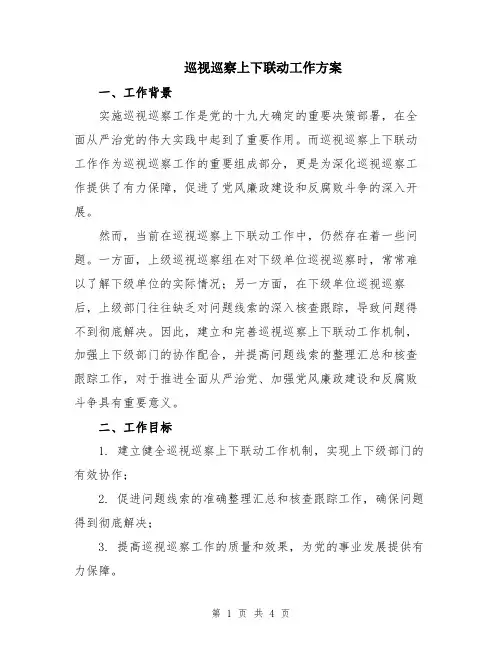 巡视巡察上下联动工作方案