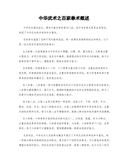 中华武术之百家拳术概述