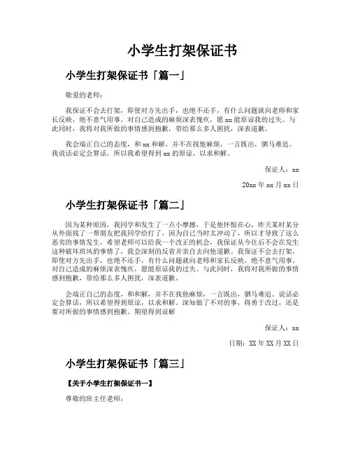 小学生打架保证书