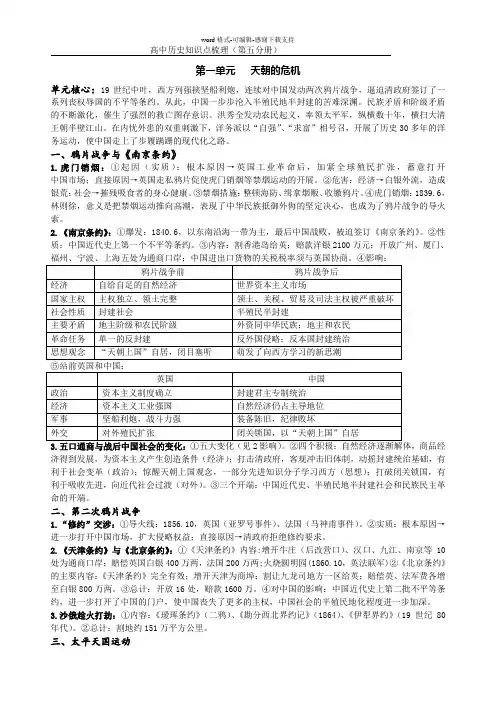 上海高中历史第五分册知识点