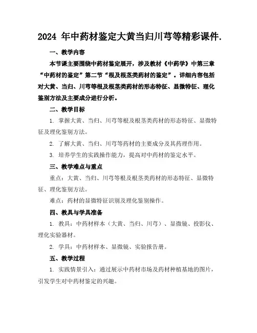 2024年中药材鉴定大黄当归川芎等精彩课件