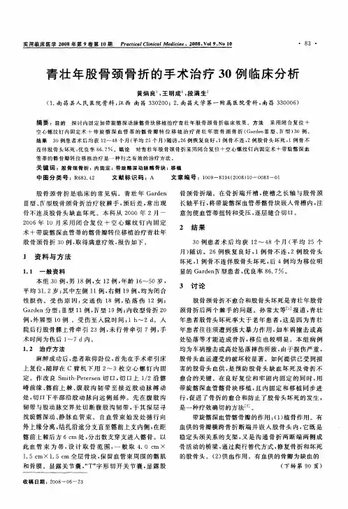 青壮年股骨颈骨折的手术治疗30例临床分析
