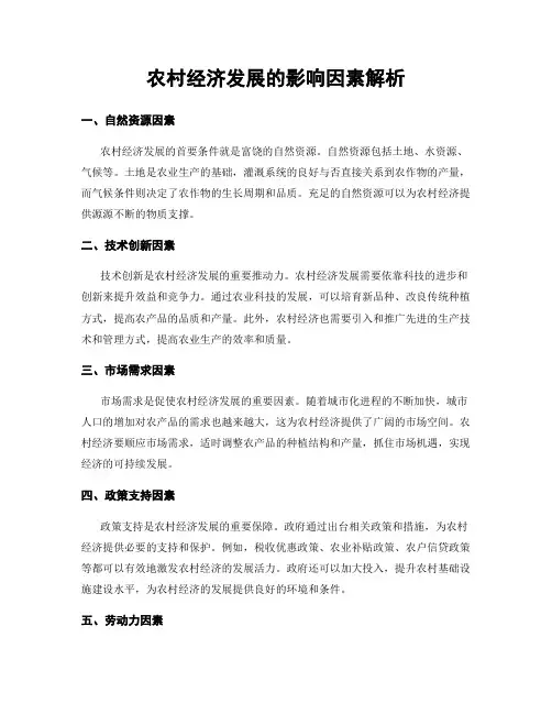 农村经济发展的影响因素解析