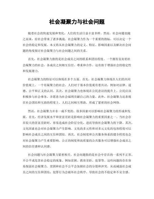 社会凝聚力与社会问题