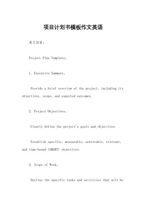 项目计划书模板作文英语