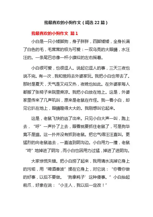 我最喜欢的小狗作文(精选22篇)