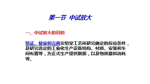 化学制药生产工艺条件的探索—中试放大研究工艺条件