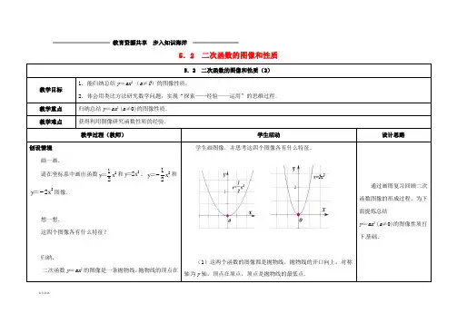   九年级数学下册 第5章 二次函数 5.2 二次函数的图象和性质(2)教案 苏科版