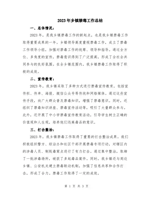 2023年乡镇禁毒工作总结