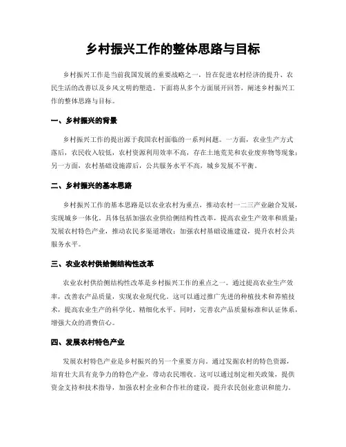 乡村振兴工作的整体思路与目标