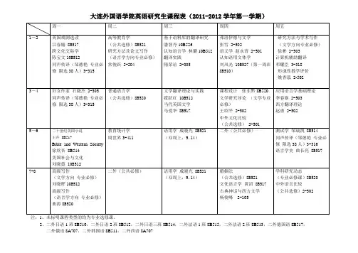 大连外国语学院英语专业研究生课程表(2010-2011