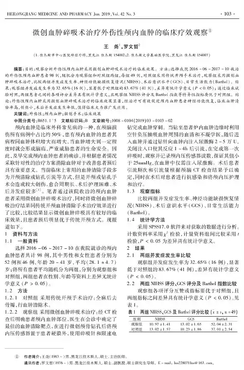 微创血肿碎吸术治疗外伤性颅内血肿的临床疗效观察