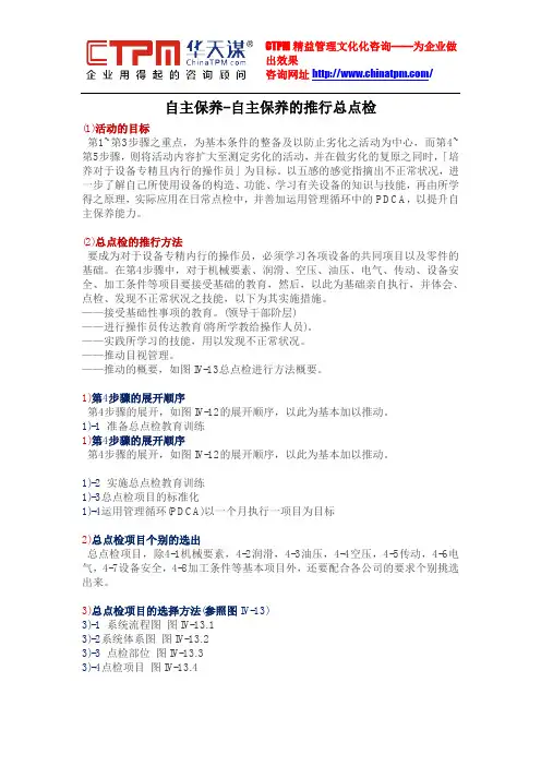 自主保养-自主保养的推行总点检