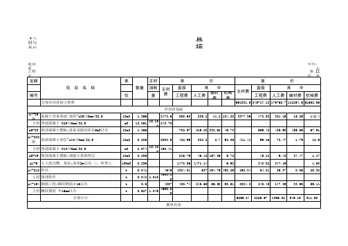 直接工程费计算表