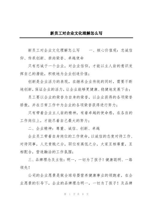 新员工对企业文化理解怎么写