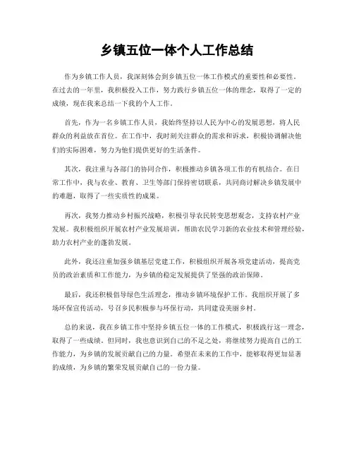 乡镇五位一体个人工作总结