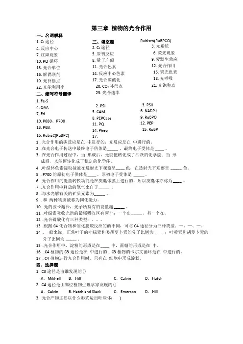 植物生理学植物的光合作用