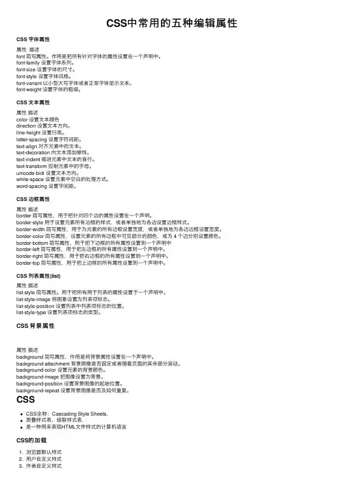 CSS中常用的五种编辑属性