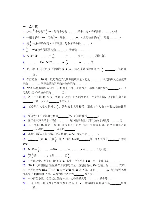 【精选试卷】苏州苏州外国语学校小升初数学填空题专项练习基础练习(答案解析)