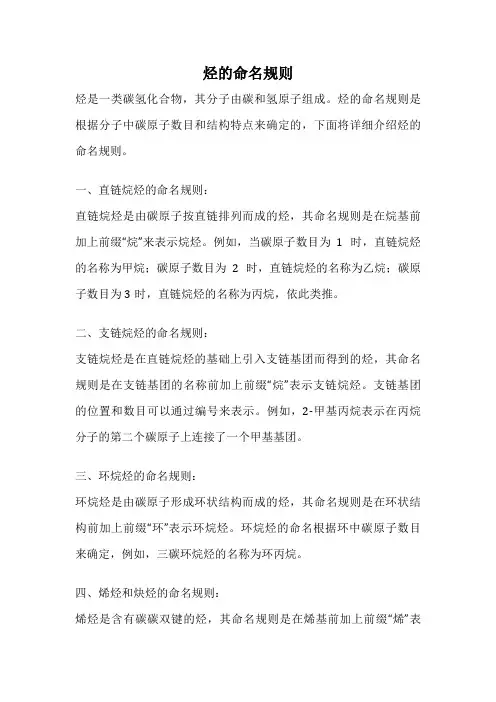 烃的命名规则