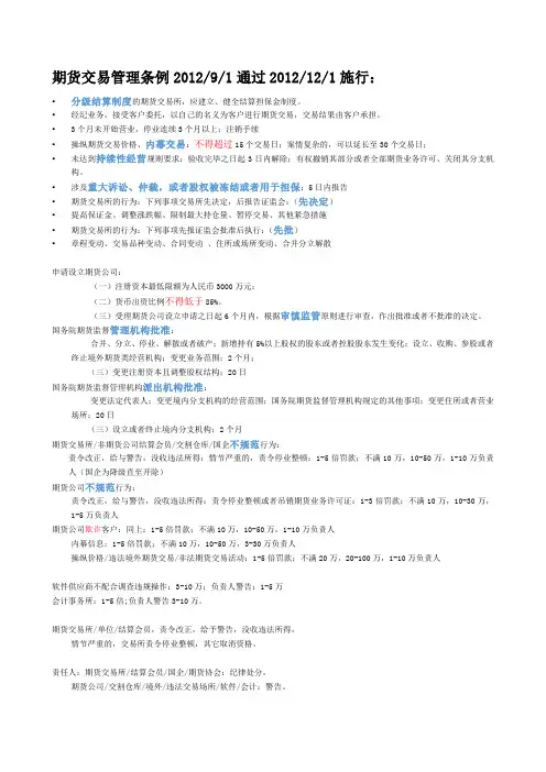 最新期货法律法规重点整理