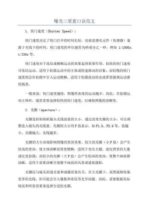 曝光三要素口诀范文