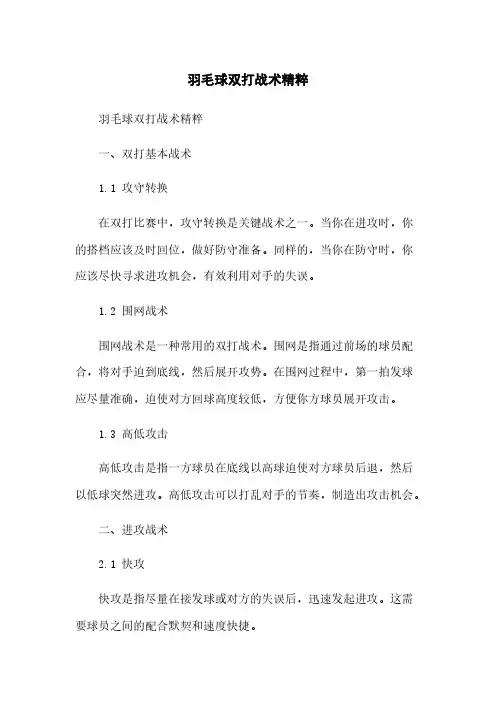 羽毛球双打战术精粹