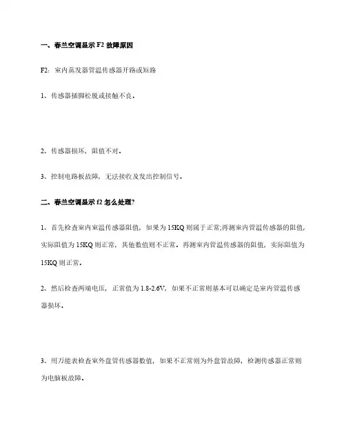 春兰空调显示F2故障原因-空调显示f2怎么处理
