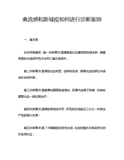 禽流感和新城疫如何进行诊断鉴别