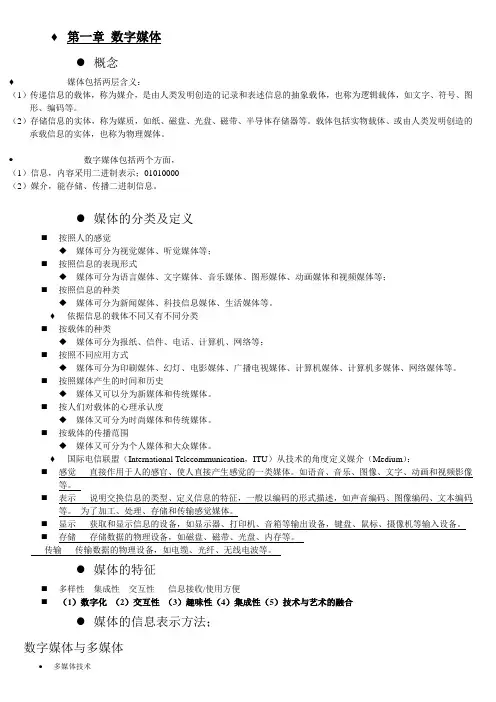 数字媒体复习资料(自己整理)