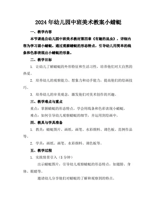 2024年幼儿园中班美术教案小蜻蜓